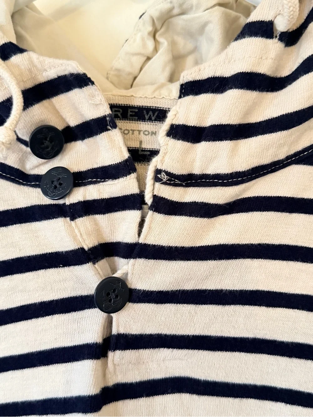 J. Crew Striped Hooded Pullover - Black & Cream